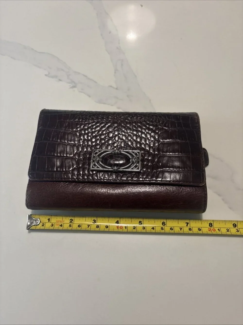 Brighton Wallet Bifold Leather Alligator Card Organizer Checkbook Vintage Brown